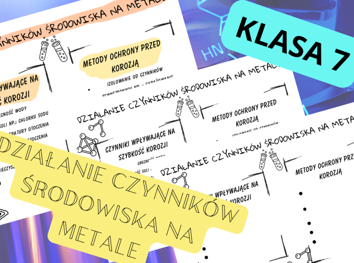 Chemia 7. Działanie czynników środowiska na metale- plakat + sketchnotka +karta pracy