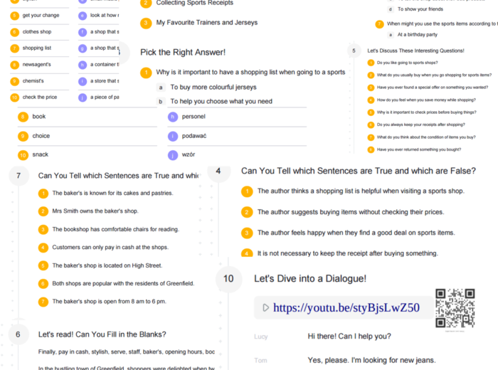 English Class A2 – Unit 2 – karta pracy