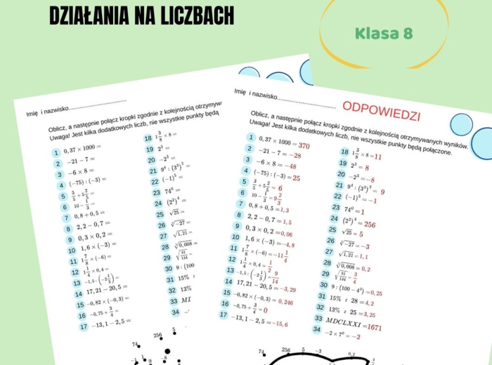 Połącz kropki w Dzień Kropki, Działania na liczbach.