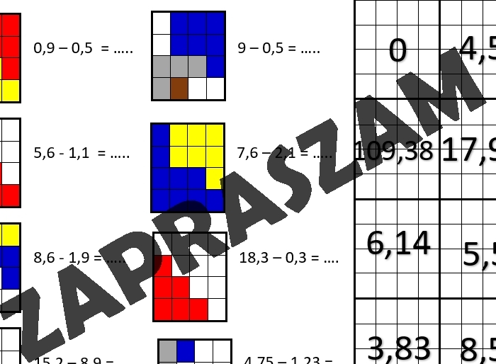 Kodowanie – odejmowanie ułamków dziesiętnych