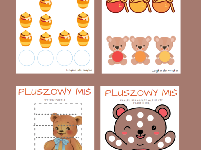 Pluszowy miś - kreatywne karty pracy