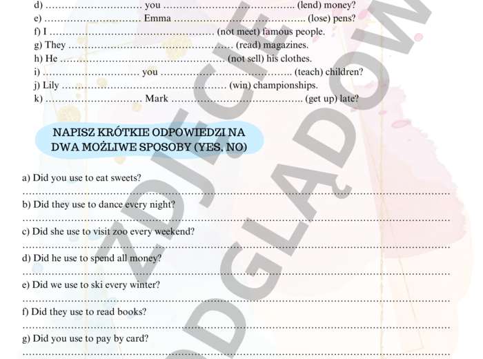 Brainy 7 unit 1 karty pracy z gramatyką oraz mailem