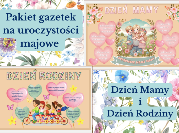 🌸 MEGAPAKIET: Gazetka na Dzień Mamy + Dzień Rodziny – aż 96 stron do druku! Aż 30% taniej! 🌼