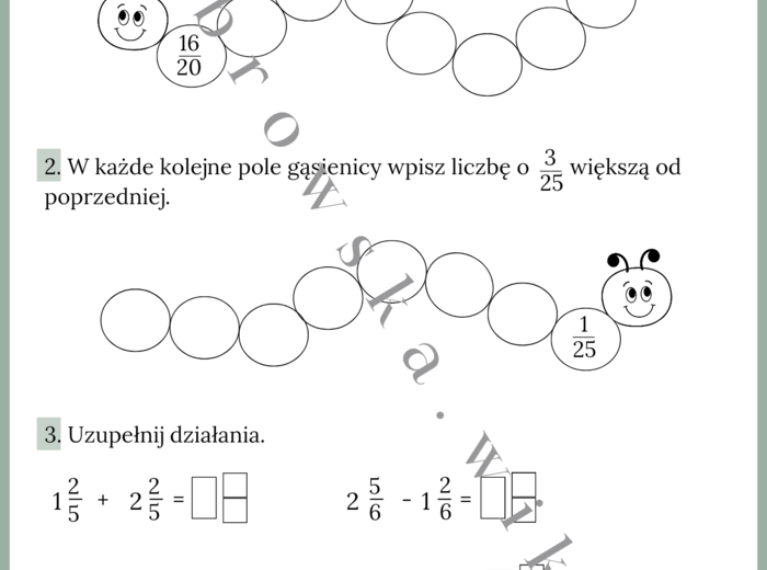Dodawanie i odejmowanie ułamków o jednakowych mianownikach - wprowadzenie