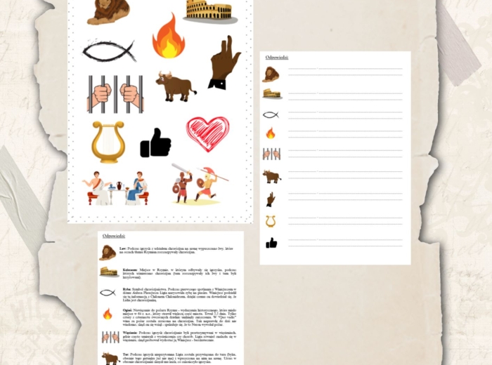 Ikony (obrazki, symbole) + odpowiedzi "Quo vadis" Henryk Sienkiewicz, język polski, egzamin ósmoklasisty, lektura obowiązkowa klasa 7-8