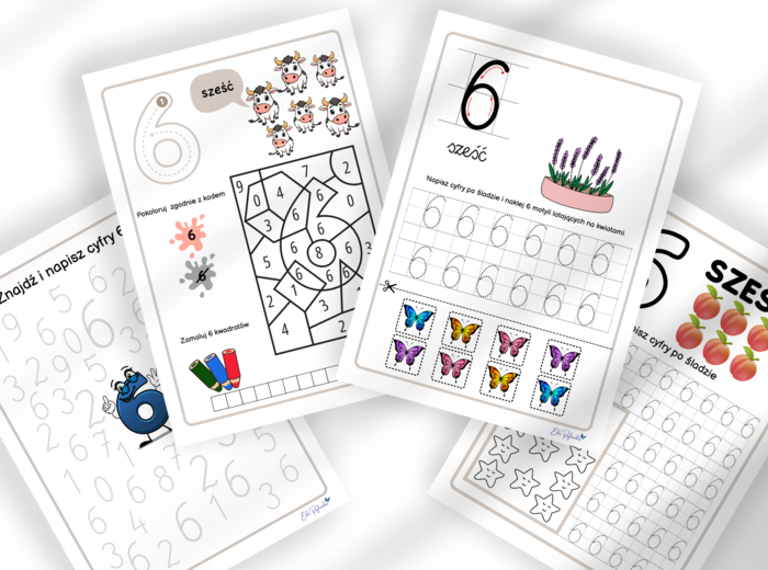 CYFRY 0-9 - ZESTAW - liczby, liczenie, pisanie, poznawanie, grafomotoryka, rozpoznawanie, motoryka mała, karty pracy, zerówka, klasa 1
