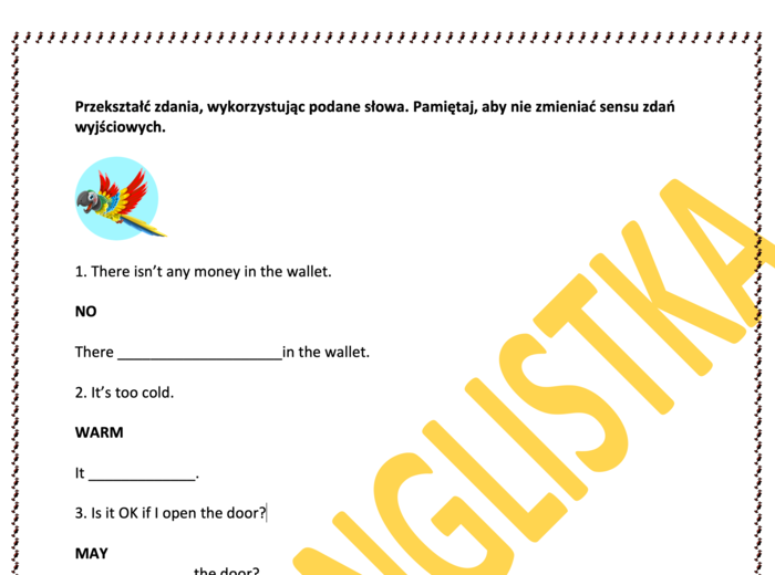 Przekształcanie zdań ze słowem kluczem - Egzamin Ósmoklasisty