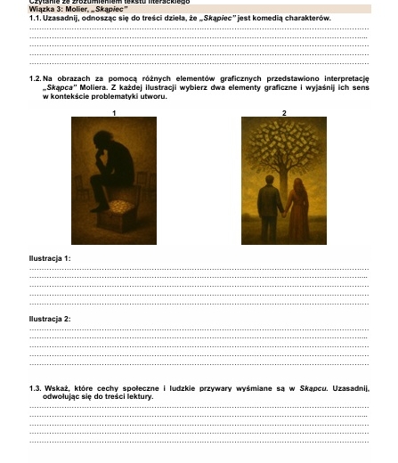 Karty pracy lektury licealne - krytyczne czytanie