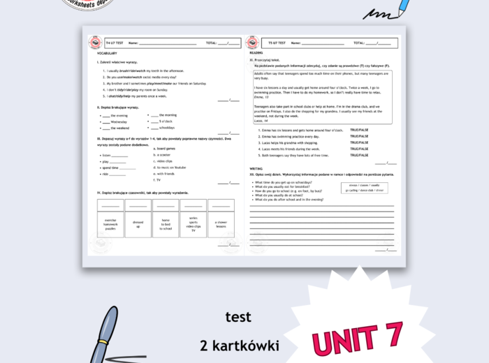 Together 4 Unit 7 - test i kartkówki