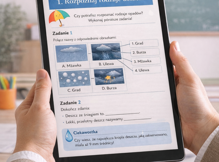 Karta pracy Rozpoznaj rodzaje deszczu