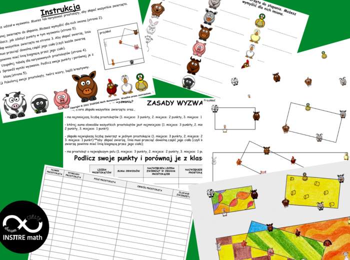 Projekt matematyczny: złap zwierzęta na Farmie. POLE I OBWÓD prostokąta. Math & Art Projekt.