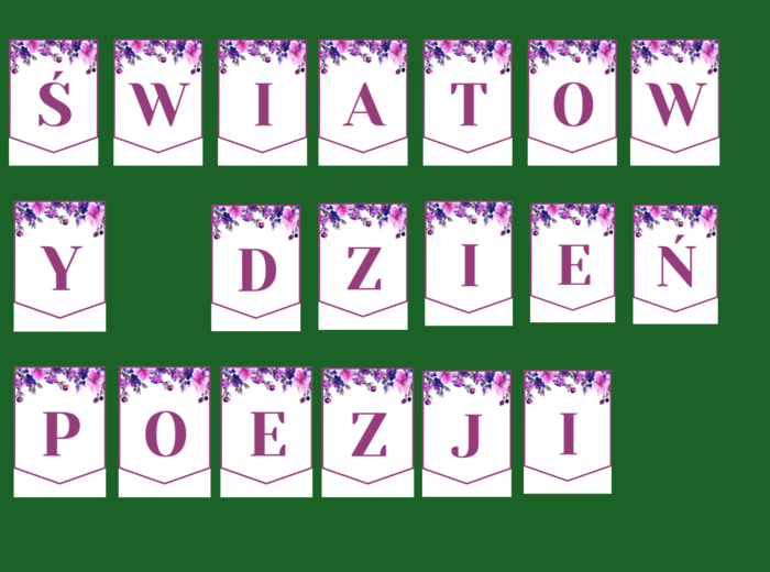 DZIEŃ POEZJI – girlanda – napis – gazetka – wersja 3