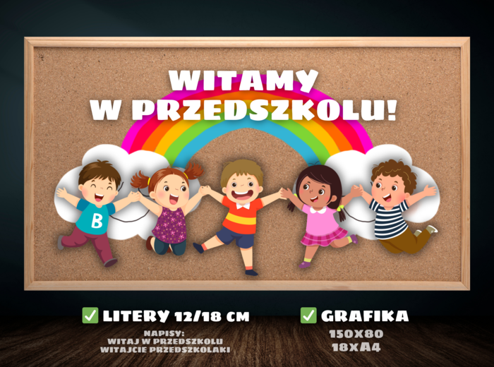 WITAJMY W PRZEDSZKOLU! - GAZETKA ŚCIENNA, DEKORACJA NA ŚCIANĘ