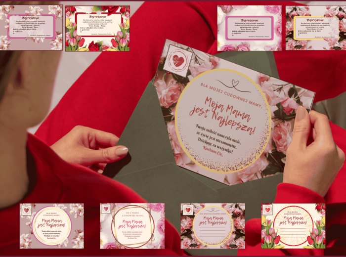 Zestaw zaproszeń i kartek na DZIEŃ MAMY!