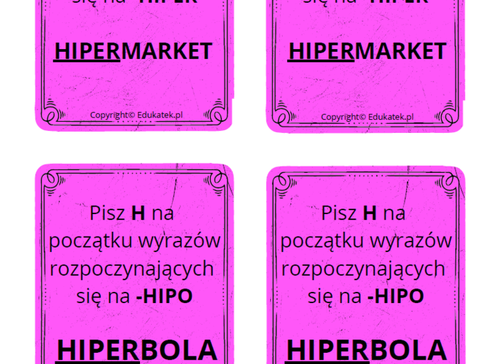 Memory ortograficzne – zasady pisowni ch-h (wersja kolorowa)