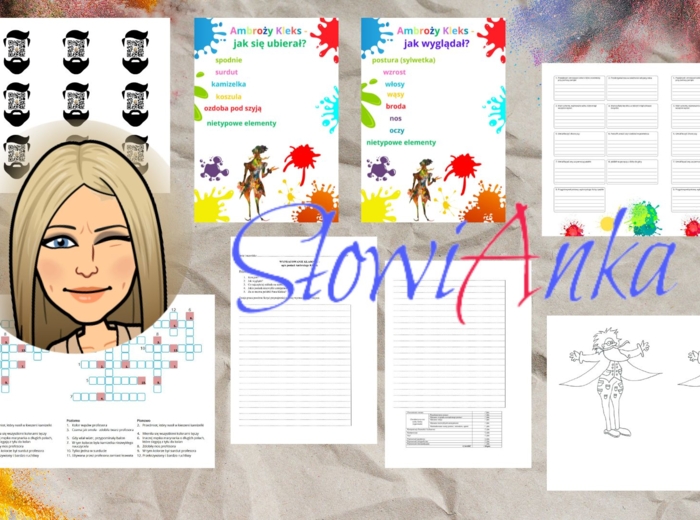 Zestaw materiałów do wprowadzenia opisu postaci Ambrożego Kleksa + PREZENTACJA GRATIS