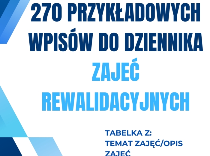 270 przykładowych wpisów do dziennika zajeć rewalidacyjnych
