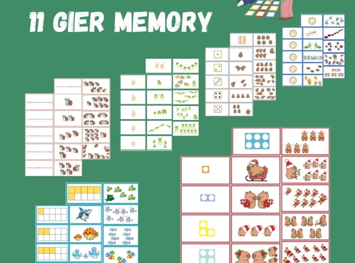 Memory - różne sposoby przedstawiania liczb 1-10