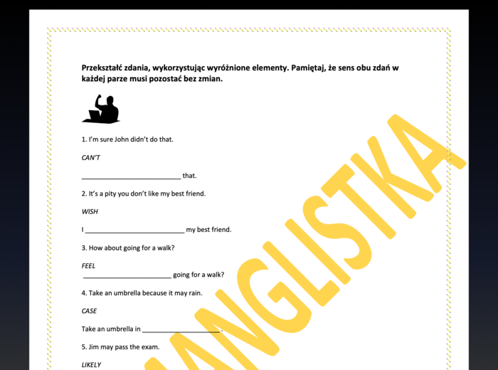 Powtórka przed maturą - 17 zdań do transformacji ze słowem kluczem
