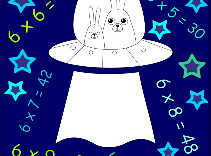 Kolorowanka matematyczna: mnożenie. Dzień tabliczki mnożenia, dzień matematyki.