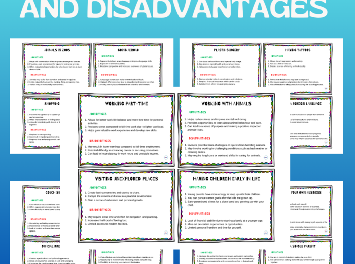 ADVANTAGES AND DISADVANTAGES SET 1