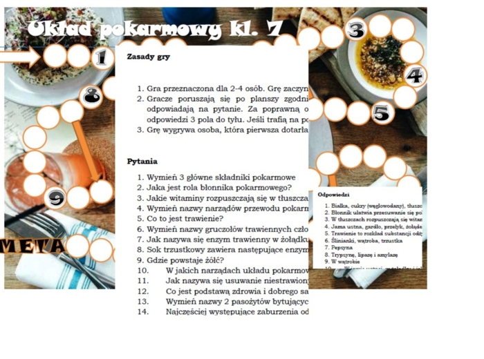 Gra planszowa dla klasy 7 - Układ pokarmowy