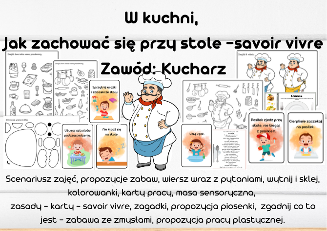 W kuchni, kucharz, jak zachować się przy stole