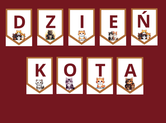 DZIEŃ KOTA – girlanda – napis – 2 wersje – gazetka