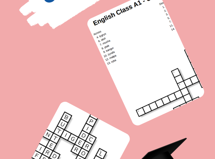 English Class A1 – Unit 2 – krzyżówki – Ubrania/Moje rzeczy/Przymiotniki_Out of class