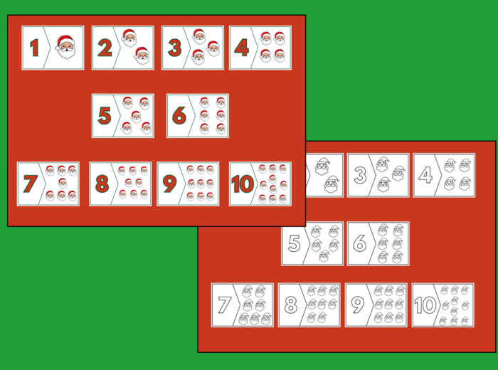 MIKOŁAJKOWE LICZENIE – Mikołajki - Boże Narodzenie - puzzle – układanka- układanki – biblioteka – świetlica – przedszkole – 2 wersje