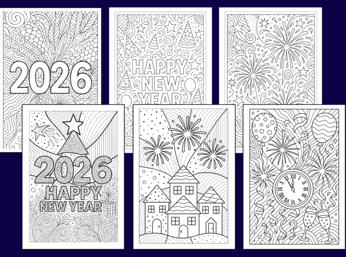🎆NOWY ROK - Noworoczne kolorowanki w stylu zentangle – zestaw 22 kart