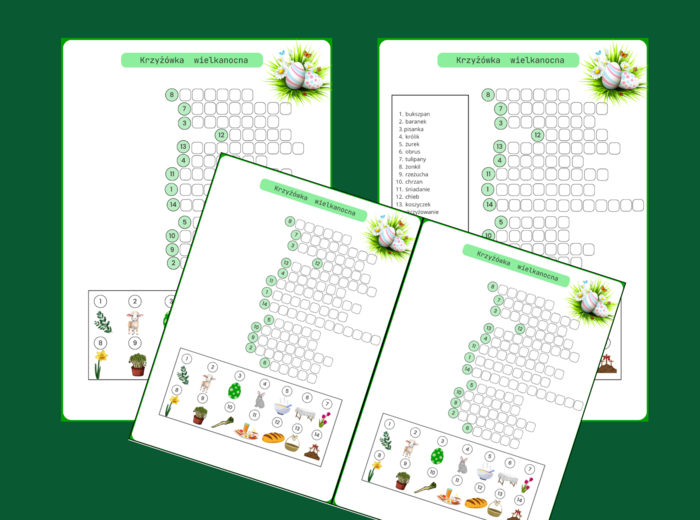 WIELKANOC - KRZYŻÓWKA obrazkowa – ćwiczenia redakcyjne