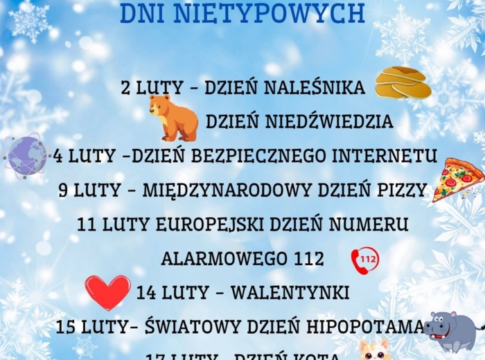 PAKIET MATERIAŁÓW NA LUTY WEDŁUG KALENDARZA ŚWIĄT I DNI NIETYPOWYCH.