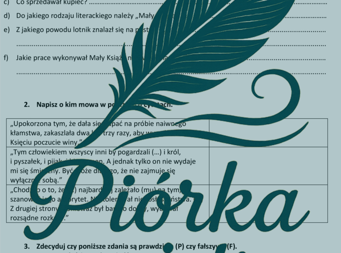 Test znajomości lektury - Mały Książę