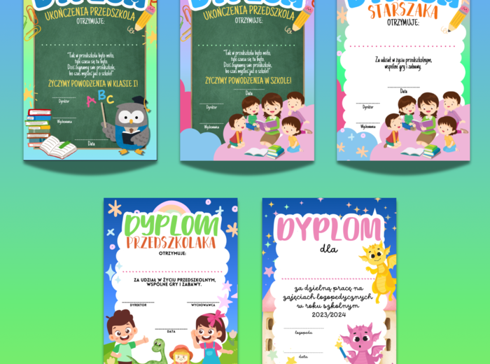 ZESTAW DYPLOMÓW przedszkolaki