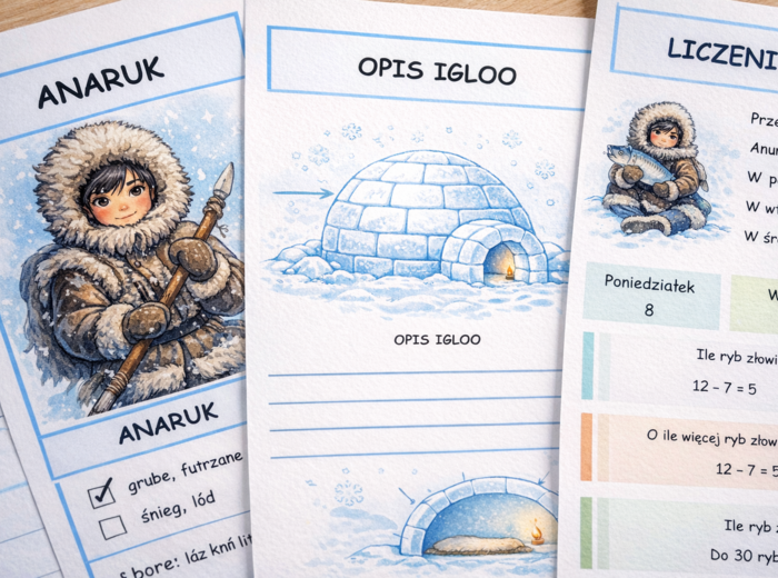 Anaruk i Arktyka – zestaw kart pracy dla klas 1–3