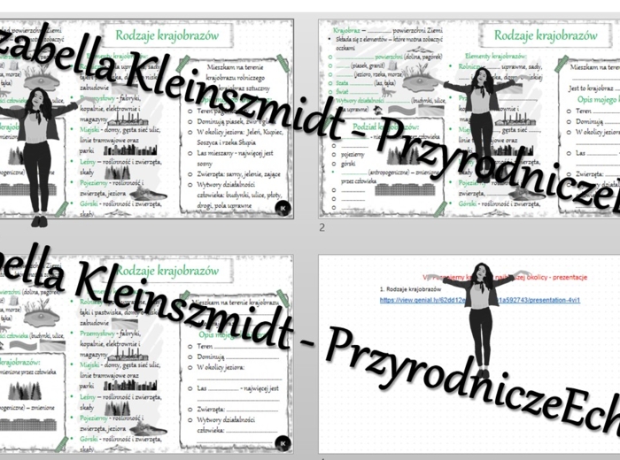 Minizestaw na temat „Rodzaje krajobrazów” – sketchnotka + karta pracy w power point + gratisowy link do prezentacji multimedialnej niekomercyjnej wykonanej w genial.ly do indywidualnego pobrania i użycia do celów niekomercyjnych. Przyroda 4, „Poznajemy k