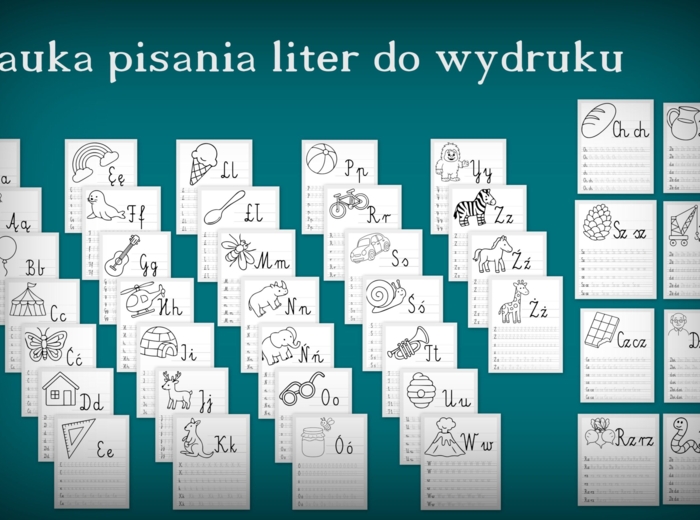 Nauka pisania liter do wydruku w dwóch formatach (jpg i pdf)
