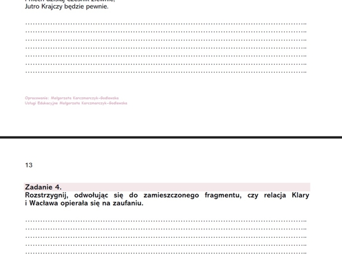 Karta pracy "Zemsta" - krytyczne czytanie