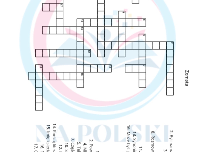 "Zemsta" - krzyżówka z kluczem odpowiedzi
