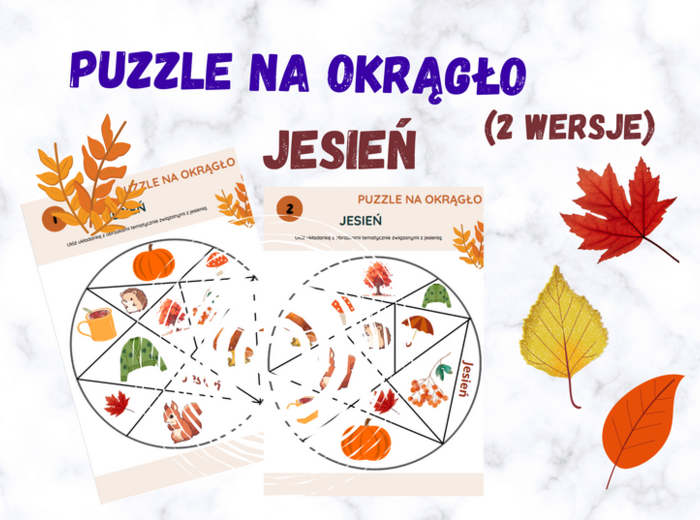 JESIENNE OBRAZKI - puzzle na okrągło w 2 wersjach