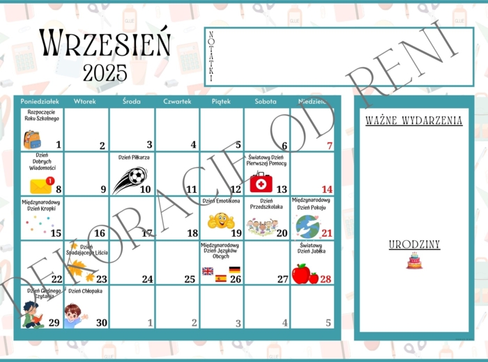 Kalendarz Szkolny 2025/2026 z świętami i dniami nietypowymi