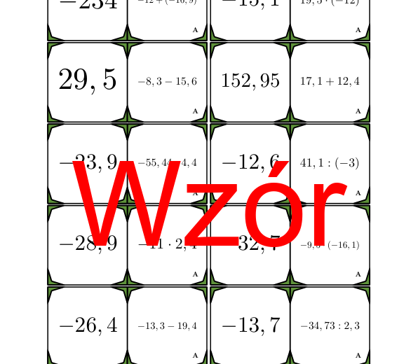 Domino - Arytmetyka dodatnich i ujemnych liczb dziesiętnych | matematyka