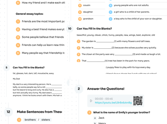 Junior Explorer 4 – Unit 1 – karta pracy – My Family (24/25) – family, appearance – Krzyżówka GRATIS