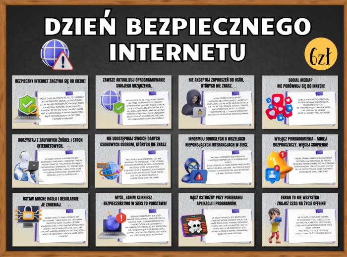 DZIEŃ BEZPIECZNEGO INTERNETU - zestaw 25 plansz edukacyjnych