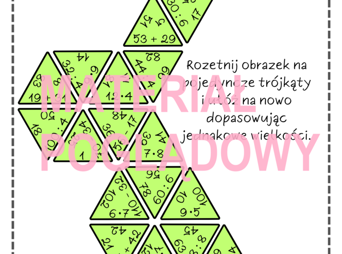 TRIMINO (wielkanoc) - proste działania, klasa 3, 4, 5