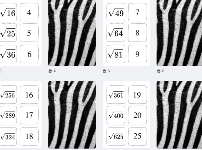 Memory "Pierwiastki kwadratowe"