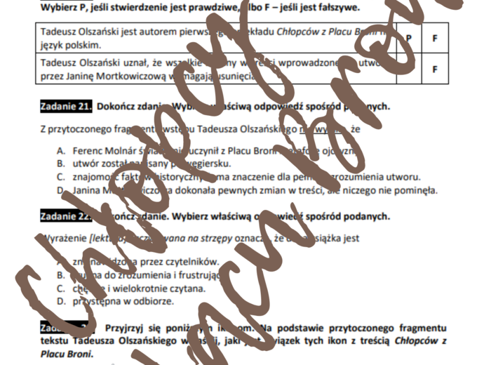 E8 „Chłopcy z Placu Broni” *ZBIÓR ZADAŃ EGZAMINACYJNYCH* – wymagania 2024/2025 i 2025/2026