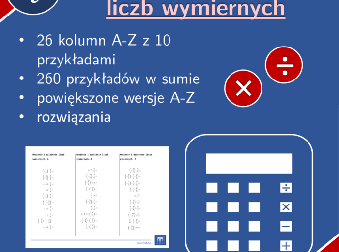 Mnożenie i dzielenie liczb wymiernych | matematyka | 26 kolumn