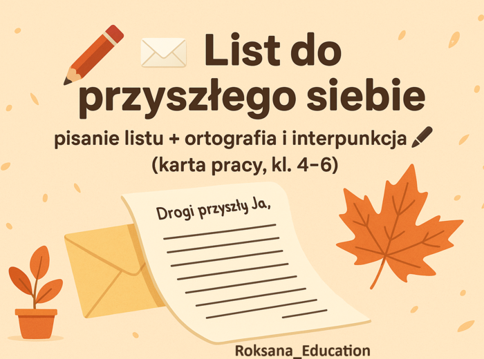 ✉️ „List do przyszłego siebie” – pisanie listu + ortografia i interpunkcja 🖊️ (karta pracy, kl. 4–6)